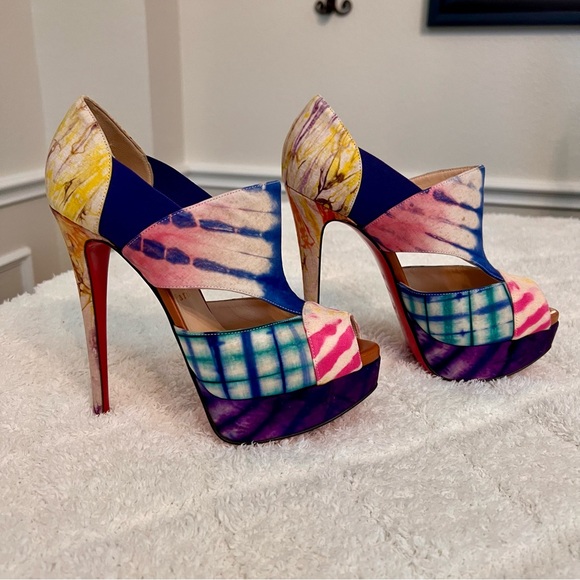 Christian Louboutin Heels Pitou Tie Dye Sandal size 37.5 - Picture 1 of 14